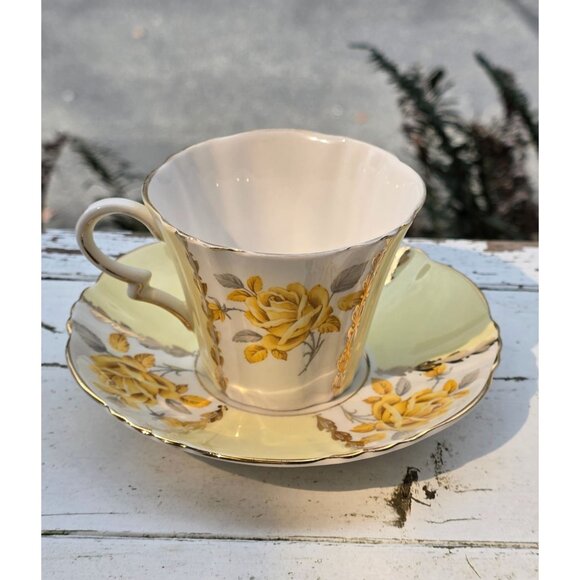 Margaret Rose Royal Standard Bone China Teacup & Saucer Set Yellow Floral Englan - Picture 2 of 9